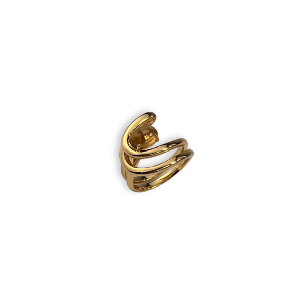 ANEL FOLHEADO A OURO CURVO COM CRISTAL OVAL-ANFLO194217