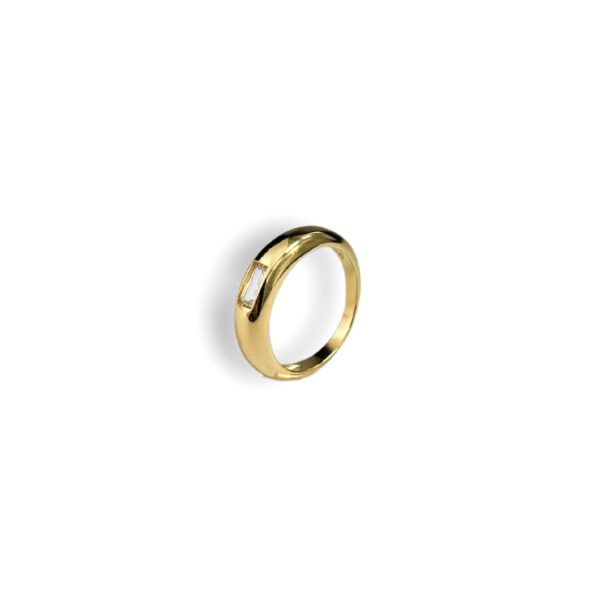 ANEL FOLHEADO A OURO LISO COM CRISTAL RETANGULAR-ANFLO193917