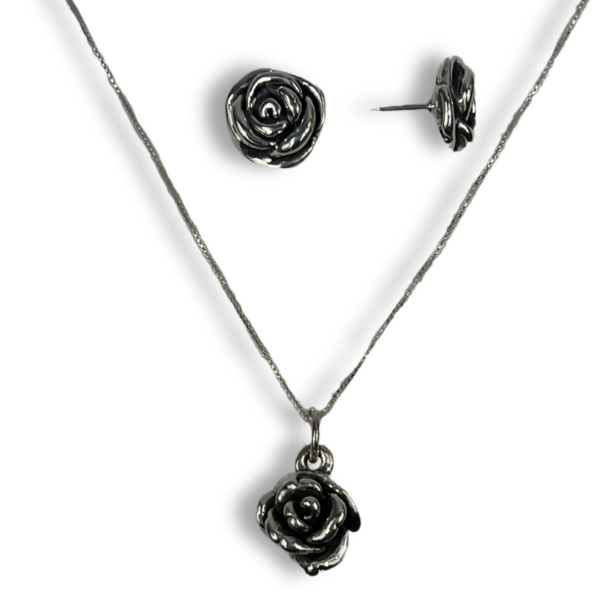 CONJUNTO PRATA 925 COM ROSA EM ELETROFORMAÇÃO-BRPRT0566