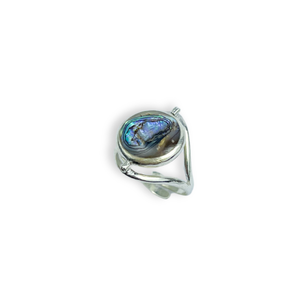 ANEL PRATA 925 AJUSTÁVEL GIRATÓRIO COM PEDRA REDONDA ABALONE/MADREPÉROLA-ANPRT1595