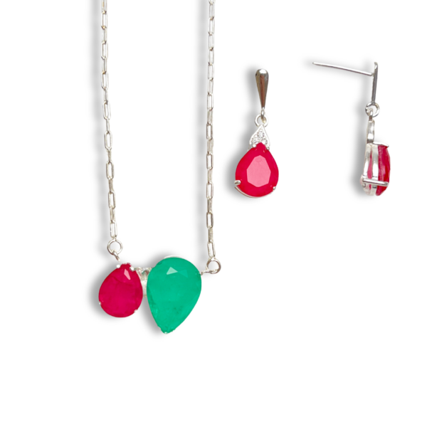 CONJUNTO PRATA 925 GOTA DUPLA-CJPRT0477 - Image 2