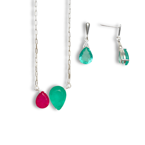 CONJUNTO PRATA 925 GOTA DUPLA-CJPRT0477