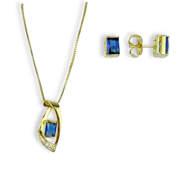 CONJUNTO FOLHEADO A OURO CURVADO CRAVEJADO-CJFLO1720