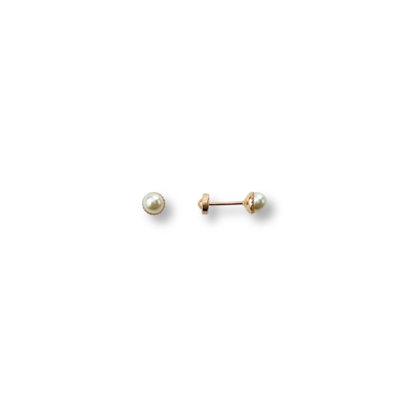 BRINCO FOLHEADO A OURO BABY PÉROLA-BRFLO0770