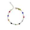 PULSEIRA FOLHEADA A OURO COM MIÇANGAS COLORIDAS-PLFLO1221