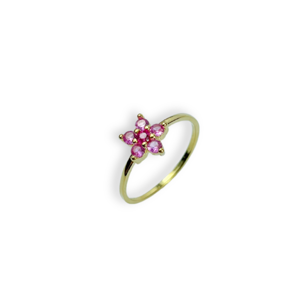 ANEL FOLHEADO A OURO FLOR ZIRCÔNIA-ANFLO1401