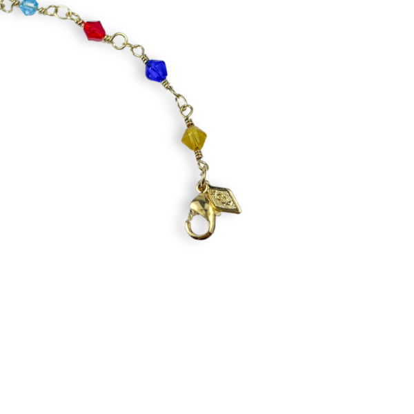 PULSEIRA FOLHEADA A OURO COM MIÇANGAS COLORIDAS-PLFLO1221 - Image 3