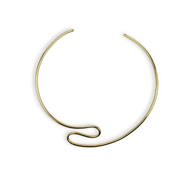 CORRENTE FOLHEADA A OURO CHOCKER ARO FIO REDONDO COM FORMATO ORGÂNICO-CRFLO1097