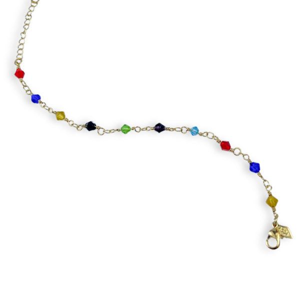 PULSEIRA FOLHEADA A OURO COM MIÇANGAS COLORIDAS-PLFLO1221 - Image 2