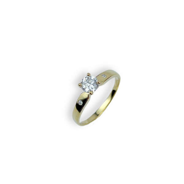 ANEL FOLHEADO A OURO SOLITÁRIO 4 GARRAS E ZIRCÔNIA-ANFLO0106