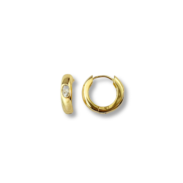 BRINCO FOLHEADO A OURO ARGOLA CLICK COM ZIRCÔNIA-BRFLO3959