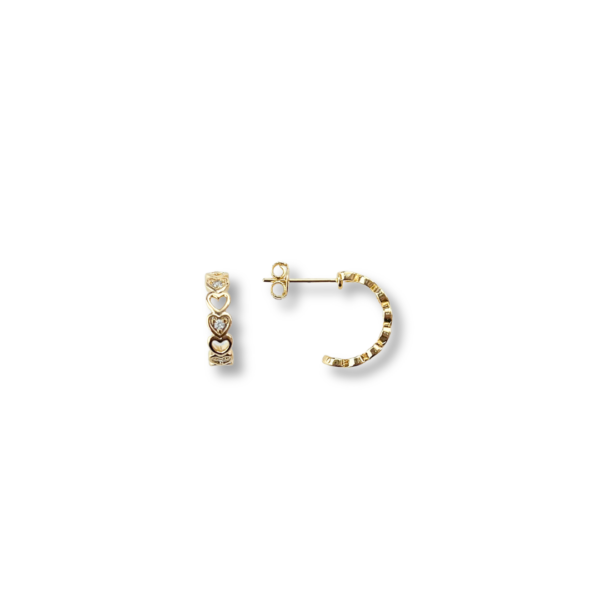 BRINCO FOLHEADO A OURO ARGOLA COM DETALHES EM CORAÇÃO-BRFLO4037