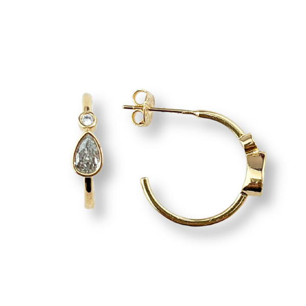 BRINCO FOLHEADO A OURO ARGOLA COM DETALHE EM ZIRCÔNIA-BRFLO4039