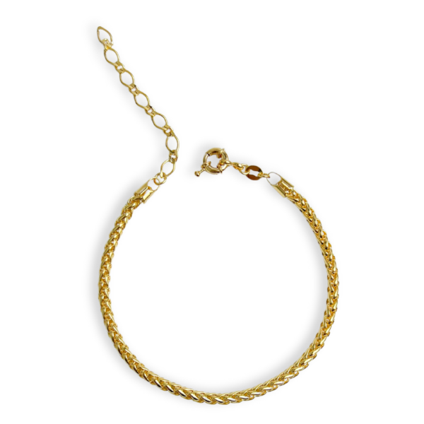 PULSEIRA FOLHEADA  A OURO TRANÇA G 19CM-PLFLO0997