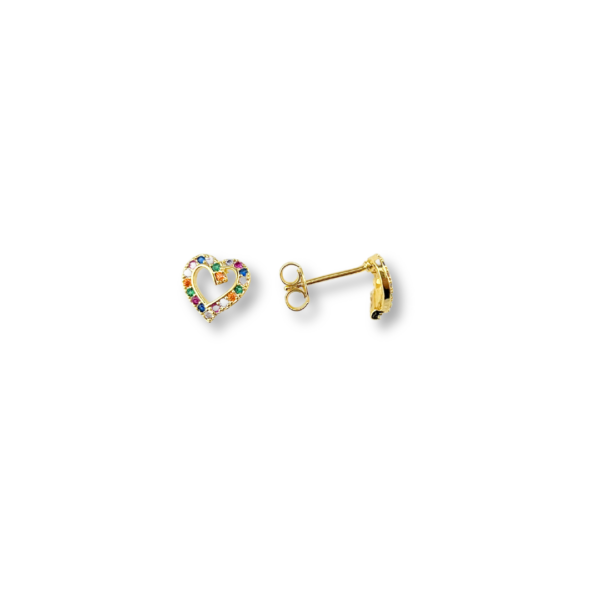 BRINCO FOLHEADO A OURO CORAÇÃO COM DETALHE NAS BORDAS CRAVEJADA-BRFLO4263