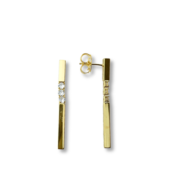 BRINCO FOLHEADO A OURO FIO PALITO COM 3 ZIRCÔNIA-BRFLO4346