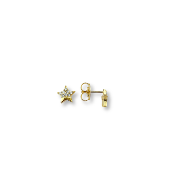 BRINCO FOLHEADO A OURO ESTRELA 5 PONTAS CRAVEJADA-BRFLO4370