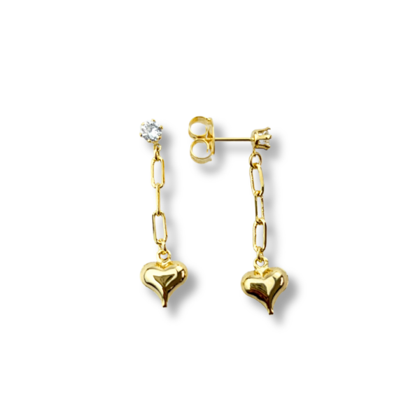 BRINCO FOLHEADO A OURO BASE ZIRCÔNIA COM ELO CADEADO E CORAÇÃO-BRFLO4487