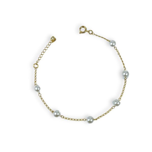 PULSEIRA FOLHEADA A OURO PERÓLAS M-PLFLO1140