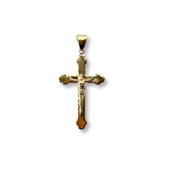 PINGENTE FOLHEADO A OURO CRUCIFIXO TREVOLADO-PFGLO0261