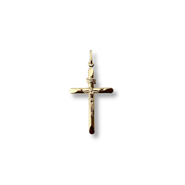 PINGENTE FOLHEADO A OURO CRUCIFIXO PONTAS CHANFRADAS-PGFLO0125